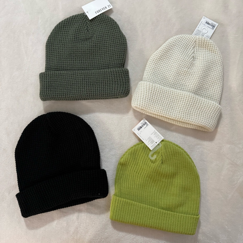 Forever 21 Knitted Waffle Style Beanies Set